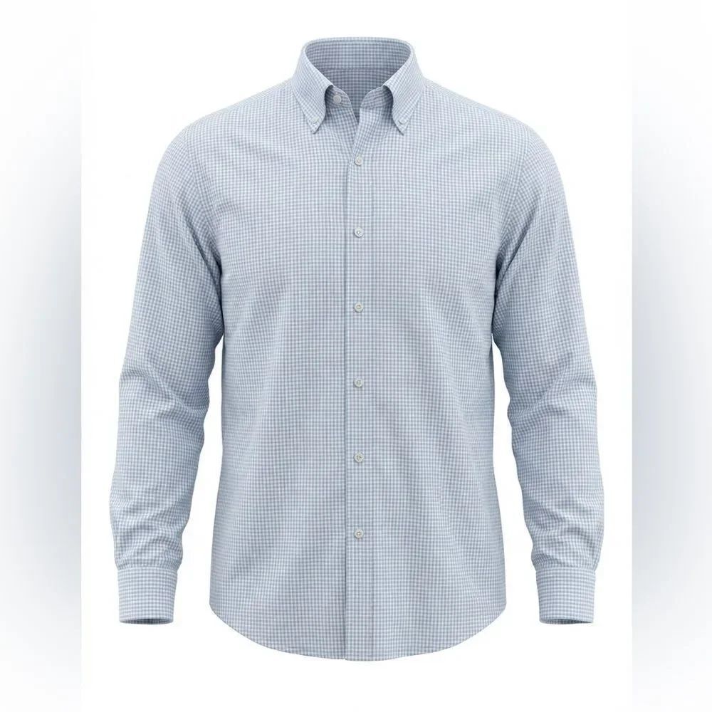 PETER MILLAR MENS BUTTON DOWN SHIRT LIGHT WHITE CHECK SIZE L